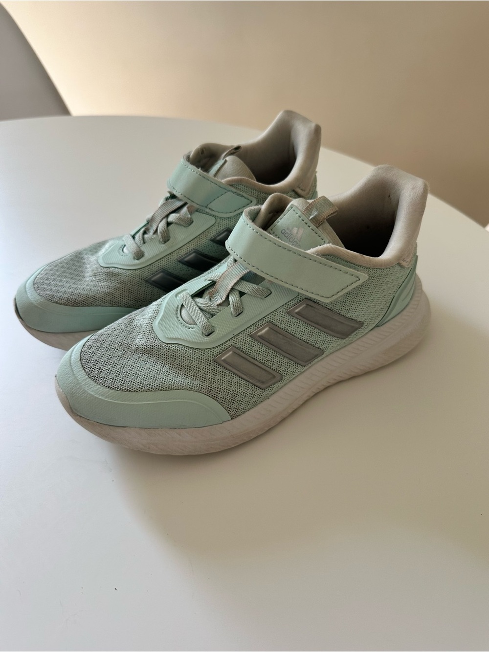 adidas Kids Mint Green and Gray Athletic Sneakers